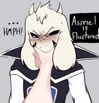 black_sclera blush clothed clothing ellipsis embarrassed flustered flustered_male grey_background hand_on_face hmph horn pinch pinching_cheeks simple_background text demonkingdaemon undertale undertale_(series) asriel_dreemurr_(god_form) boss_monster_(undertale) human mammal 2024 digital_media_(artwork) english_text hi_res