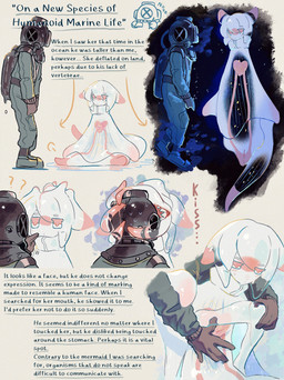 5_fingers blush blush_lines bubble diving_suit duo fingers heart_symbol holding_another intersex kissing looking_at_another male oxygen_tank pink_body pink_eyes poking question_mark sea sharp_teeth sitting standing tail teeth tentacles text touching_another touching_stomach translucent translucent_body translucent_tail translucent_tentacles underwater water white_body rurupo aquatic aquatic_gastropod clione gastropod human humanoid mammal mollusk sea_angel sea_slug slug 2026 absurd_res alternate_version_at_source comic english_text hi_res multiple_scenes herm_(lore)