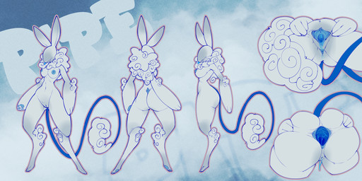 anal_fluids anthro anus blep blue_flesh blue_pawpads bodily_fluids butt cervix cervix_view clitoris featureless_face female fur genital_fluids genitals long_ears mane nipples pawpads paws rear_view solo spread_anus spread_vulva spreading tongue tongue_out vaginal_fluids vulva white_body white_fur anonymous_artist pipe_(jeddy) splynter 2:1 absurd_res hi_res huge_filesize model_sheet