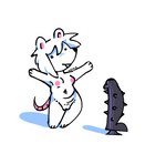 anthro chibi dildo female fur genitals poker_face pubes sex_toy simple_background solo spiked_dildo spikes white_background white_body white_fur mevka_(artist) storyteller_missed_opportunities natalia_shchur mammal rodent