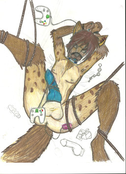anal_beads anthro balls bdsm bondage bound brown_eyes condom controller dildo dildo_vibrator ear_piercing erection eyewear game_controller genitals glasses humanoid_dildo looking_at_viewer male nude penis piercing sex_toy sexual_barrier_device show solo spread_legs spreading submissive submissive_male tail unused_condom vibrator wrapped_condom xbox_360_controller xbox_controller asara_thursday microsoft xbox xbox_360 xbox_game_studios hyena mammal spotted_hyena hi_res sketch