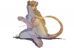 2017 5_toes anthro anus biped eris_(tiger_blueberry) feet female fur genitals grey_body grey_fur hair mammal murid murine nude pink_eyes pink_hair pussy rat rodent simple_background solo tiger_blueberry toes tongue whiskers white_background