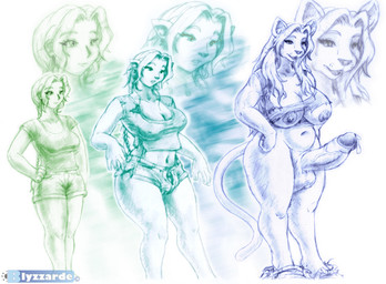 anthro areola balls base_one_layout basic_sequence bent_arm big_breasts big_penis biped bodily_fluids bottomless bottomwear breasts bulge clothed clothing crossgender cum erect_nipples erection female ftg_transformation fti_transformation fur gender_transformation genital_fluids genital_growth genitals growth gynomorph hair hand_on_hip human_to_anthro humanoid_pointy_ears hyper intersex legs_together linear_sequence long_hair navel nipple_outline nipples one_row_layout overweight penis penis_growth pointy_ears precum shirt shorts simple_background slightly_chubby snout solo species_transformation standing tail three_frame_image three_frame_sequence tomboy topwear torn_clothing transformation transformation_sequence vein white_background wide_hips blyzzarde felid human mammal 2007 sequence