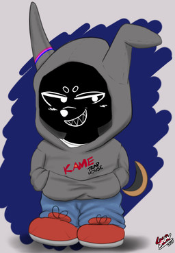 anthro black_body black_fur blue_background blue_bottomwear blue_clothing blue_jeans blue_pants bottomwear brown_body brown_fur chibi claws clothing denim denim_bottomwear denim_clothing face_in_shadow footwear fur grey_background grey_clothing grey_topwear hand_in_pocket hands_in_both_pockets hoodie jeans male multicolored_body multicolored_fur obscured_face pants pockets shadow_face shoes short simple_background smile smiling_at_another smiling_at_partner sneakers solo tail topwear two_tone_body two_tone_fur drow462 gremlindobe_(word360) canid canine canis dobermann domestic_dog mammal pinscher shadow_creature absurd_res hi_res