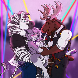 accessory after_kiss anal anal_penetration andromorph animal_genitalia anthro antlers ball_tuft balls beard belt blush bodily_fluids braided_hair breasts brown_body brown_fur claws clitoris clothed clothing cum cum_inside double_penetration erection facial_hair female fur furgonomic_piercing furgonomics genital_fluids genital_piercing genitals group group_sex hair hair_accessory horn humanoid_genitalia humanoid_penis intersex male male/female male_penetrating muscular muscular_anthro muscular_male mustache nightclub nipples nude open_mouth pawpads paws penetration penile penis piercing public saliva saliva_string scar sex sheath sheath_piercing smile smirk spread_legs spreading tail teeth tongue tongue_out trio tuft vaginal vaginal_penetration vulva conditional_dnp electroporn daytona_(electroporn) kato reuben_(electroporn) canid canine canis deer equid equine mammal moose new_world_deer wolf zebra 1:1 hi_res trans_(lore)