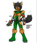 anthro battle_armor black_hair clothing cybernetics dark_body dark_skin green_clothing green_shirt green_topwear hair machine male orange_scarf power_suit purple_eyes scarf shirt solo topwear young sinisterslyfox capcom mega_man_(series) mega_man_(character) cyborg hybrid reploid digital_media_(artwork) hi_res