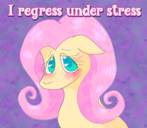 blush female feral green_eyes hair looking_at_viewer pink_hair purple_background simple_background solo text yellow_body saltypupcake friendship_is_magic hasbro my_little_pony fluttershy_(mlp) equid equine horse mammal pony 2026 digital_media_(artwork) english_text hi_res