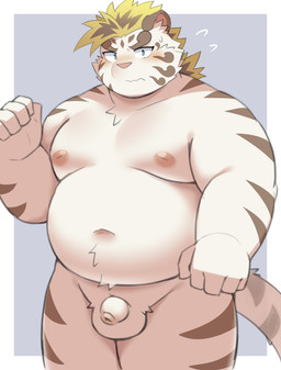 anthro balls belly big_belly flaccid foreskin genitals humanoid_genitalia humanoid_penis kemono larger_but_small male micropenis moobs nipples nude overweight overweight_male penis simple_background small_penis solo standing unretracted_foreskin white_body ptcmtr lifewonders tokyo_afterschool_summoners licho_(tas) felid mammal pantherine tiger 2026 absurd_res hi_res
