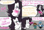 angry blush bone clothing dialogue exclamation_point heart_symbol machine male not_furry skeleton text nsfwshamecave undertale undertale_(series) frisk_(undertale) mettaton mettaton_ex sans_(undertale) animated_skeleton human mammal robot undead comic english_text