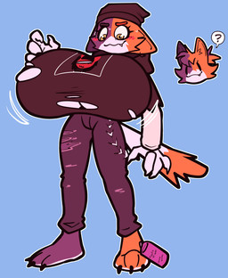 after_expansion anthro big_breasts blush breast_expansion breasts clothed clothing duo embarrassed expansion female fur hair huge_breasts hyper hyper_breasts implied_breast_expansion simple_background speech_bubble tail torn_clothing klacket epic_games fortnite cate_meowdy meow_skulls calico_cat domestic_cat felid feline felis mammal absurd_res digital_drawing_(artwork) digital_media_(artwork) hi_res