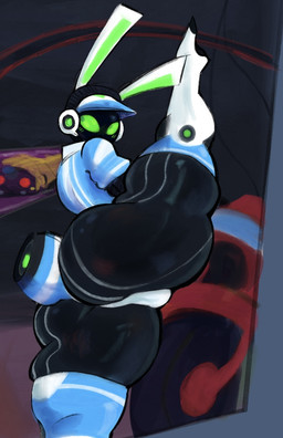anthro big_butt blush butt butt_focus clothed clothing electronics featureless_feet feet female flexible footwear hat headgear headphones headwear huge_butt huge_hips jumpsuit legs_up machine raised_leg screen screen_face solo splits spread_legs spreading thick_thighs wide_hips yoga telory_tort project_turboblast tempo_(project_turboblast) humanoid lagomorph leporid mammal rabbit robot robot_anthro 2026 hi_res