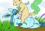 duo female feral male male/female oral pregnant kitty1208 nintendo pokemon eeveelution generation_4_pokemon glaceon leafeon pokemon_(species) hi_res