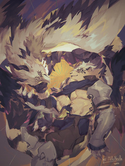 2_horns 5_fingers abstract_background accessory anthro armor armwear black_bottomwear black_claws black_clothing black_fingerless_gloves black_gloves black_handwear black_markings black_stripes black_wings bottomwear brown_bottomwear brown_clothing brown_pants claws clothed clothed_anthro clothed_male clothing detached_sleeves duo eye_contact eye_markings eye_scar facial_markings facial_scar feathered_wings feathers fingerless_gloves fingers forehead_markings fur gauntlets gloves hair_accessory hair_ring hand_on_another's_thigh hand_on_leg hand_on_thigh handwear head_horn head_markings horn leg_armor legband looking_at_another male markings mouth_closed pants pupils scar shoulder_guards slit_pupils smile smiling_at_another smiling_at_each_other striped_markings striped_tail stripes tail tail_markings text thighband white_body white_fur white_sclera white_wings wings toomiro mythology milloneville_(character) canid canine canis dragon feathered_dragon feathered_scalie furred_dragon furred_scalie mammal mythological_creature mythological_scalie scalie wolf 2020 3:4 artist_name digital_drawing_(artwork) digital_media_(artwork) full-length_portrait hi_res portrait