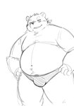 anthro belly big_belly bulge clothing kemono male moobs navel overweight overweight_male solo underwear bear_2key bear mammal 2023 absurd_res hi_res monochrome sketch