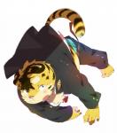 barefoot belt blush chubby clothing eyebrows feline hinami kemono male mammal midriff open_mouth open_shirt pink_nose plain_background shirt simple_background solo stripes suit teeth tiger white_background
Rating: Safe
Score: 3
User: terminal11
Date: April 13, 2014