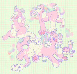 :o anthro anthro_to_feral blue_horn blue_line_art breasts cake cupcake dessert doughnut eating eyebrows eyelashes eyes_closed feet female female_anthro female_feral feral food fur genitals hair handpaw hindpaw holding_donut holding_food holding_object horn humanoid_genitalia humanoid_vulva kneeling markings medium_breasts multicolored_body multicolored_fur multicolored_horn navel nipples nude nude_anthro nude_female open_mouth pastry pawpads paws pink_body pink_fur pink_hair pink_inner_ear pink_nipples pink_pawpads pink_tail purple_horn purple_nose seam_(sewing) sewn_tail slightly_chubby slightly_chubby_anthro slightly_chubby_female solo spots spotted_body spotted_fur star stitch_(sewing) tail text three_frame_sequence tiled_background transformation transformation_sequence vulva white_ears white_eyebrows white_markings white_tail puppybrained mythology dragon furred_dragon furred_scalie mythological_creature mythological_scalie scalie 2023 absurd_res artist_name colored_line_art hi_res