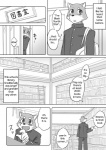 anthro book canid canine canis clothing comic cotton_(artist) dialogue domestic_dog english_text fur greyscale male mammal monochrome natsume_(tooboe_bookmark) text tooboe_bookmark
