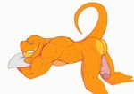 anthro back_muscles biceps big_penis blue_eyes bubble_butt butt clenched_teeth erection genitals hug hugging_object hugging_pillow looking_at_viewer male muscular muscular_male muscular_thighs orange_body pecs penis pillow presenting presenting_hindquarters side_view simple_background solo teeth white_background spoongod final_fantasy square_enix locke_(spoongod) bangaa