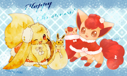 3_toes abstract_background accessory ambiguous_gender black_eyes black_inner_ear blue_clothing blue_panties blue_underwear blush bottomwear brown_body brown_eyes brown_fur brown_inner_ear brown_markings capelet christmas_stocking clothed clothed_feral clothing coat curled_tail digitigrade dipstick_tail earmuffs feet feral floppy_ears fluffy fluffy_tail fully_clothed fully_clothed_feral fur furgonomics gloves_(marking) group hair hat head_tuft headgear headwear heart_symbol holidays lace leg_markings long_ears looking_at_viewer markings mouth_hold multi_tail multicolored_body multicolored_clothing multicolored_coat multicolored_fur multicolored_topwear neck_tuft one_eye_closed one_fang open_mouth open_smile panties panties_in_mouth pattern_bottomwear pattern_clothing pattern_panties pattern_underwear paws pink_clothing pink_panties pink_underwear red_body red_capelet red_clothing red_coat red_fur red_hair red_hat red_headwear red_topwear ribbons sack smile socks_(marking) star striped_bottomwear striped_clothing striped_panties striped_underwear stripes tail tail_accessory tail_markings tail_ribbon tan_body tan_fur text toes topwear tuft two_tone_capelet two_tone_clothing two_tone_coat two_tone_hat two_tone_topwear underwear underwear_on_head white_body white_capelet white_clothing white_coat white_fur white_markings white_panties white_ribbon white_topwear white_underwear michi_runi mkt christmas nintendo pokemon canid canine eevee generation_1_pokemon mammal pokemon_(species) vulpix artist_name english_text unavailable_at_source