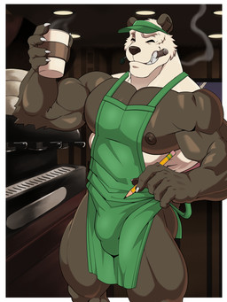anthro cigarette male muscular muscular_anthro muscular_arms muscular_male pecs smoking smoking_cigarette solo wolfybuns beastars gouhin_(beastars) bear giant_panda mammal absurd_res hi_res