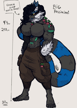 abs anthro beard biceps big_breasts big_muscles big_pecs black_body black_fur black_hair blue_body blue_fur bottomwear breasts brown_body clothed clothing facial_hair fluffy food fur goatee hair huge_breasts male markings muscular muscular_anthro muscular_legs muscular_male mustache pants pecs red_eyes shirtless skimpy solo standing striped_body striped_fur stripes white_body white_fur jwbash nintendo pokemon cherubi generation_4_pokemon generation_7_pokemon lemur mammal passimian pokemon_(species) primate shiny_pokemon strepsirrhine absurd_res hatching_(art) hi_res shaded sketch