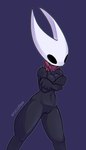 black_body breasts clothing covering covering_breasts crossed_arms female genitals mostly_nude nude purple_background pussy simple_background solo standing torn_clothing erocoffee hollow_knight team_cherry hornet_(hollow_knight) animal_humanoid arthropod arthropod_humanoid humanoid featureless_(disambiguation) 2022 hi_res portrait three-quarter_portrait