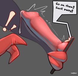 animal_genitalia animal_penis anthro balls bodily_fluids canine_genitalia canine_penis clothing duo electronics genital_fluids genitals gloves handwear knot male penis phone portal precum solo text through_screen jarlium bandai_namco digimon canid digimon_(species) impmon mammal renamon hi_res