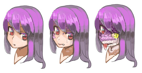 ambiguous_gender anthro base_one_layout basic_sequence bodily_fluids hair heterochromia human_to_anthro linear_sequence one_row_layout open_mouth pink_body pink_hair pink_scales red_eyes scales solo species_transformation tears three_frame_image three_frame_sequence tongue tongue_out transformation transformation_sequence yellow_eyes toribako human mammal scalie 2020 headshot_portrait hi_res portrait sequence