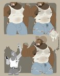 anthro armpit_hair balls_outline big_bulge big_muscles big_pecs bodily_fluids body_hair bottomwear bovid_horn bulge caprine_horn clothing cum cutaway denim denim_bottomwear denim_clothing detailed_bulge drooling duo eyewear genital_fluids genital_outline glasses growth horn huge_muscles in_heat internal jeans lactating male male/male male_lactation muscle_growth muscular muscular_male neck_muscles pants pecs penis_outline precum precum_through_clothing public pupils raised_arm ram_horn saliva shocked silhouette size_difference slit_pupils sperm_cell tail testosterone topwear torn_bottomwear torn_clothing torn_jeans torn_pants torn_topwear trapezius undersized_clothing vein veiny_muscles wet wet_clothing melancholiclion mayternity yukoso_(melancholiclion) bovid caprine felid lion mammal pantherine sheep 2025 comic hi_res