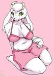 anthro big_breasts bikini bikini_top breasts clothing female sagging_breasts solo swimming_trunks swimwear two-piece_swimsuit masc0t361 bovid caprine goat mammal absurd_res hi_res