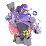 1_eye belt clothing cowboy_hat featureless_crotch gesture gloves gun hand_gesture handgun handwear hat headgear headwear kerchief machine male muscular muscular_male not_furry ranged_weapon solo thumbs_up weapon kogito brawl_stars supercell_(company) rico_(brawl_stars) cyclops humanoid robot