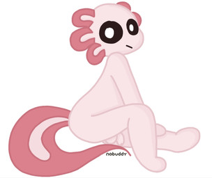 anthro backsack balls black_sclera butt external_gills femboy fin genitals gills hand_on_leg looking_at_viewer looking_back male male_anthro nude nude_anthro nude_male penis pink_body pink_skin pose presenting presenting_hindquarters side_view simple_background sitting solo tail tail_fin tasteful_nudity white_background nobuddy sorbet_(nobuddy) amphibian aquatic axolotl mole_salamander salamander hi_res