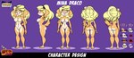 anthro blonde_hair breasts featureless_breasts featureless_crotch female hair nude pink_eyes slim solo text nafyo-toons mina_draco canid canine canis domestic_dog mammal english_text hi_res model_sheet