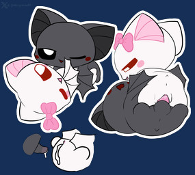 anthro balls black_body black_fur bodily_fluids cum cum_inside duo female female_on_top fur genital_fluids genitals lying male male/female on_back on_top red_eyes ribbons sex white_body white_fur wings godforgiveme4 cuddly_bats luna_(cuddly_bats) shadow_(cuddly_bats) bat mammal alpha_channel hi_res