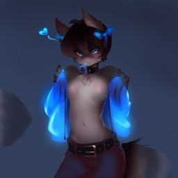5_fingers ahoge anthro areola bare_breasts barely_visible_nipples belt big_tail black_hair blue_background blue_clothing blush bottomwear bow_(feature) bow_tie breasts chest_tuft clothed clothing collar condom condom_in_mouth countershading ears_up facial_tuft female fingers fluffy fluffy_tail fur glistening glistening_eyes glowing grey_body grey_fur hair heart_symbol hoodie huge_tail jacket mouth_hold navel nipples object_in_mouth open_clothing open_jacket open_topwear pants partially_clothed pink_nose presenting presenting_breasts seductive sexual_barrier_device short_hair simple_background slim small_breasts solo stripes tail text topwear translucent translucent_clothing tuft undressing unused_condom wrapped_condom kanel nina_(dre621) bassariscus mammal procyonid ring-tailed_cat 1:1 digital_media_(artwork) hi_res portrait three-quarter_portrait