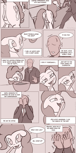 animal_genitalia animal_vulva anus bodily_fluids duo equine_genitalia equine_vulva female feral genital_fluids genitals humor kitchen scared suggestive text vaginal_fluids vulva kanashiipanda friendship_is_magic hasbro my_little_pony anon pinkie_pie_(mlp) earth_pony equid equine horse human mammal pony absurd_res comic english_text hi_res