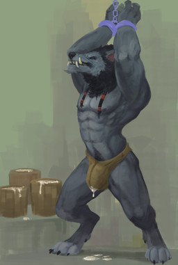 abs anthro bodily_fluids body_hair bound bulge chain chained clothed clothing cum cum_drip cum_in_clothing cum_in_underwear cum_on_ground cum_through_clothing cum_through_underwear dripping genital_fluids hair happy_trail male muscular muscular_anthro muscular_male pecs simple_background solo underwear wet wet_clothing wet_underwear neungsonie blizzard_entertainment warcraft canid mammal werecanid werecreature worgen 2018 absurd_res digital_media_(artwork) hi_res