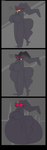 3_panel_comic abdominal_bulge areola biped black_body black_text bodily_fluids breasts cum cum_inflation cum_inside dialogue ellipsis eyebrows eyelashes featureless_breasts female genital_fluids inflation motion_lines nipples open_mouth open_smile profanity red_eyes smile solo standing text white_text zipper zipper_mouth crawlything nintendo pokemon banette generation_3_pokemon pokemon_(species) 2023 absurd_res comic english_text hi_res