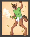 alcohol anthro beverage brown_background brown_body brown_fur champagne clean_diaper clothed clothing confetti diaper fur happy hat headgear headwear holidays male one_eye_closed orange_background party_hat shirt simple_background smile solo standing topwear wearing_diaper slusheep new_year ben_(ethan86) canid canine canis domestic_dog german_shepherd herding_dog mammal pastoral_dog 2019 hi_res