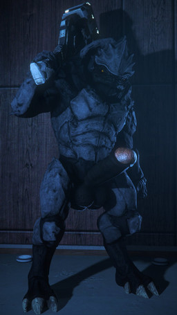 4_balls balls black_body erection foreskin genitals humanoid_genitalia humanoid_penis looking_at_viewer male multi_balls multi_genitalia not_furry nude penis solo standing weapon yellow_eyes rooking bioware electronic_arts mass_effect alien krogan 3d_(artwork) 9:16 colored digital_media_(artwork) hi_res source_filmmaker_(artwork)