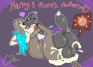 anthro balls big_balls big_breasts blush bodily_fluids breasts cum cum_in_vagina cum_inside duo ejaculation excessive_cum excessive_genital_fluids female from_front_position genital_fluids genitals gynomorph heart_symbol highlights_(coloring) impregnation intersex intersex/female kissing legs_up makeup mating_press sex split_form voidbeerfloat bandai_namco digimon european_mythology greek_mythology mythology delta_(delta_unit38) gabi_(vanilla) canid centaur digimon_(species) equid equid_taur humanoid_taur mammal mammal_taur renamon taur hi_res