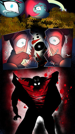 anthro blood bodily_fluids brown_hair death eyelashes female forest gore green_body green_scales group hair hockey_mask horror_(theme) killing long_neck male mask multicolored_body multicolored_scales night outside pink_hair plant red_body red_scales scales sharp_teeth short_hair snout sports_mask sportswear tan_body tan_scales teal_eyes tears tears_of_fear teeth tree trio turquoise_body turquoise_scales two_tone_body two_tone_scales fuegosonic93 cavemanon_studios friday_the_13th_(series) i_wani_hug_that_gator damien_payne jason_voorhees liz_farlane brachiosaurid brachiosaurus dilophosaurid dilophosaurus dinosaur human humanoid hybrid macronarian mammal prehistoric_species reptile saurischian sauropod sauropodomorph scalie spinosaurid spinosaurus theropod undead 2025 9:16 absurd_res comic crossover digital_drawing_(artwork) digital_media_(artwork) hi_res