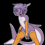 anthro blush clothed clothing femboy hair legwear male mostly_nude pink_eyes purple_body purple_hair simple_background smile solo stockings transparent_background crackers nebari fish marine shark 1:1 2019 alpha_channel