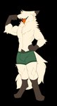 boxers_(clothing) bulge clothing crotch_tuft eyeless flexing flexing_muscles fluffy fluffy_tail fur male multicolored_body multicolored_fur muscular muscular_male sharp_teeth solo tail teeth thick_thighs tuft two_tone_body two_tone_fur underwear gronkusdoesagig clodespin_(species) humanoid alpha_channel hi_res