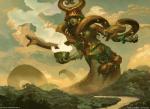 apode female landscape landscape_dwarfing legless macro mortar serpentine smoke solo split_form star peter_mohrbacher european_mythology greek_mythology hasbro magic:_the_gathering mythology wizards_of_the_coast pharika deity draconcopode gorgon lamia reptile scalie snake official_art restricted_palette