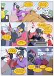 angry annoyed anthro clothing dialogue female female/female lying sharp_teeth teeth text aaron_schmit bandai_namco digimon nintendo pokemon substitute_doll digimon_(species) gatomon generation_1_pokemon generation_3_pokemon pokemon_(species) rattata seviper victreebel zangoose absurd_res comic english_text hi_res