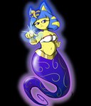 anthro bandeau blue_hair breasts clothing cuff_(restraint) female floating gesture gold_(metal) gold_jewelry hair hand_gesture jewelry midriff pointing pointing_at_viewer restraints simple_background solo topwear transparent_background uraeus white_clothing white_topwear wrist_cuffs yellow_body xy-merfox animal_crossing nintendo ankha_(animal_crossing) domestic_cat felid feline felis genie mammal 2025 alpha_channel signature