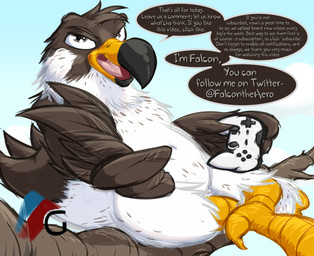 anthro avian_feet beak biped black_beak branch brown_body brown_feathers claws controller dialogue digitigrade feather_hands feathered_wings feathers featureless_crotch feet game_controller gesture hand_gesture holding_controller holding_game_controller holding_object male multicolored_beak multicolored_body multicolored_feathers nude open_beak open_mouth pink_tongue pointing scutes semi-anthro solo speech_bubble tail tail_feathers talking_to_viewer talons text toe_claws toes tongue two_tone_beak two_tone_body two_tone_feathers white_body white_feathers wings yellow_beak yellow_claws frist44 falconthehero avian bird falcon falconid 2021 digital_media_(artwork) english_text hi_res shaded