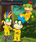 anthro balls flaccid foreskin genitals group male male/male markings melee_weapon nipples nude penis polearm shell-less slightly_chubby spear text tribal tribal_markings trio weapon young young_anthro tribalturtle mario_bros nintendo bowser_jr. koopaling larry_koopa lemmy_koopa reptile scalie turtle absurd_res english_text hi_res