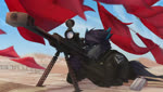 amarihel animated anthro armor barrett_m107 canid canine canis clothed clothing desert detailed_background digital_media_(artwork) fully_clothed fur grey_hair gun hair hi_res holding_object holding_weapon male mammal markings military multicolored_body multicolored_eyes multicolored_fur ranged_weapon rifle short_playtime sniper sniper_rifle solo sound sound_effects sound_warning weapon webm widescreen wolf